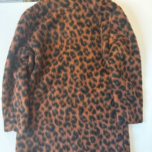 Marine Layer Stephanie Cocoon Coat Womens Small Wool Cheetah Collar Pockets size - Picture 5 of 6